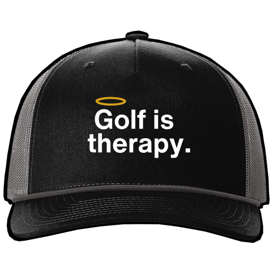 Golf Is Therapy Five-Panel Rope Trucker - Black/Charcoal