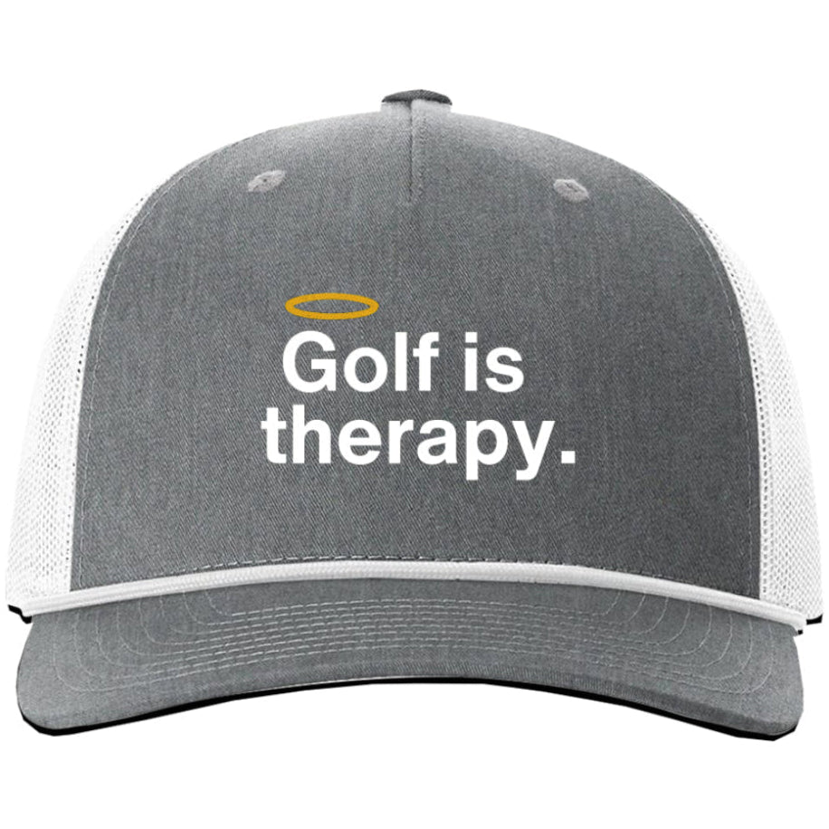 Golf Is Therapy Five-Panel Rope Trucker - Grey/White