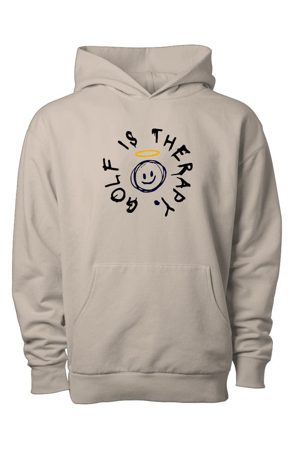 FSG_006 - LUX Super Soft Golf Is Therapy Modal Hoodie — Halo Smiley Edition (Ivory)