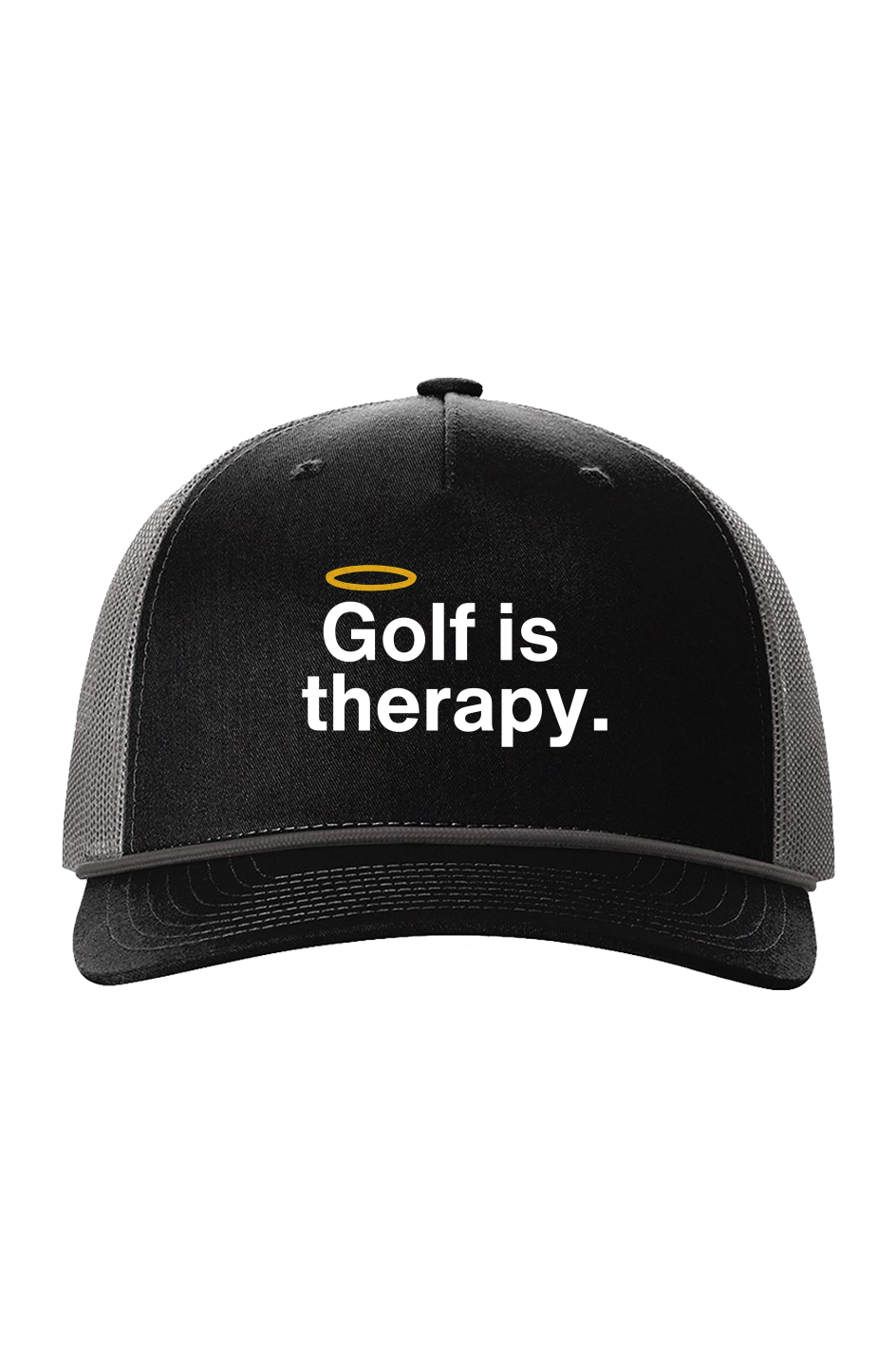 Golf Is Therapy Five-Panel Rope Trucker - Black/Charcoal