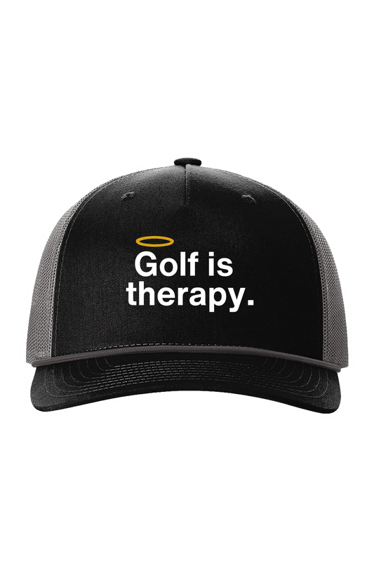 Golf Is Therapy Five-Panel Rope Trucker - Black/Charcoal