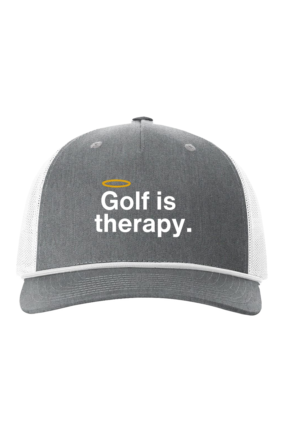 Golf Is Therapy Five-Panel Rope Trucker - Grey/White