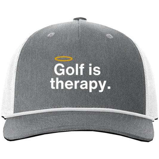 Golf Is Therapy Five-Panel Rope Trucker - Grey/White