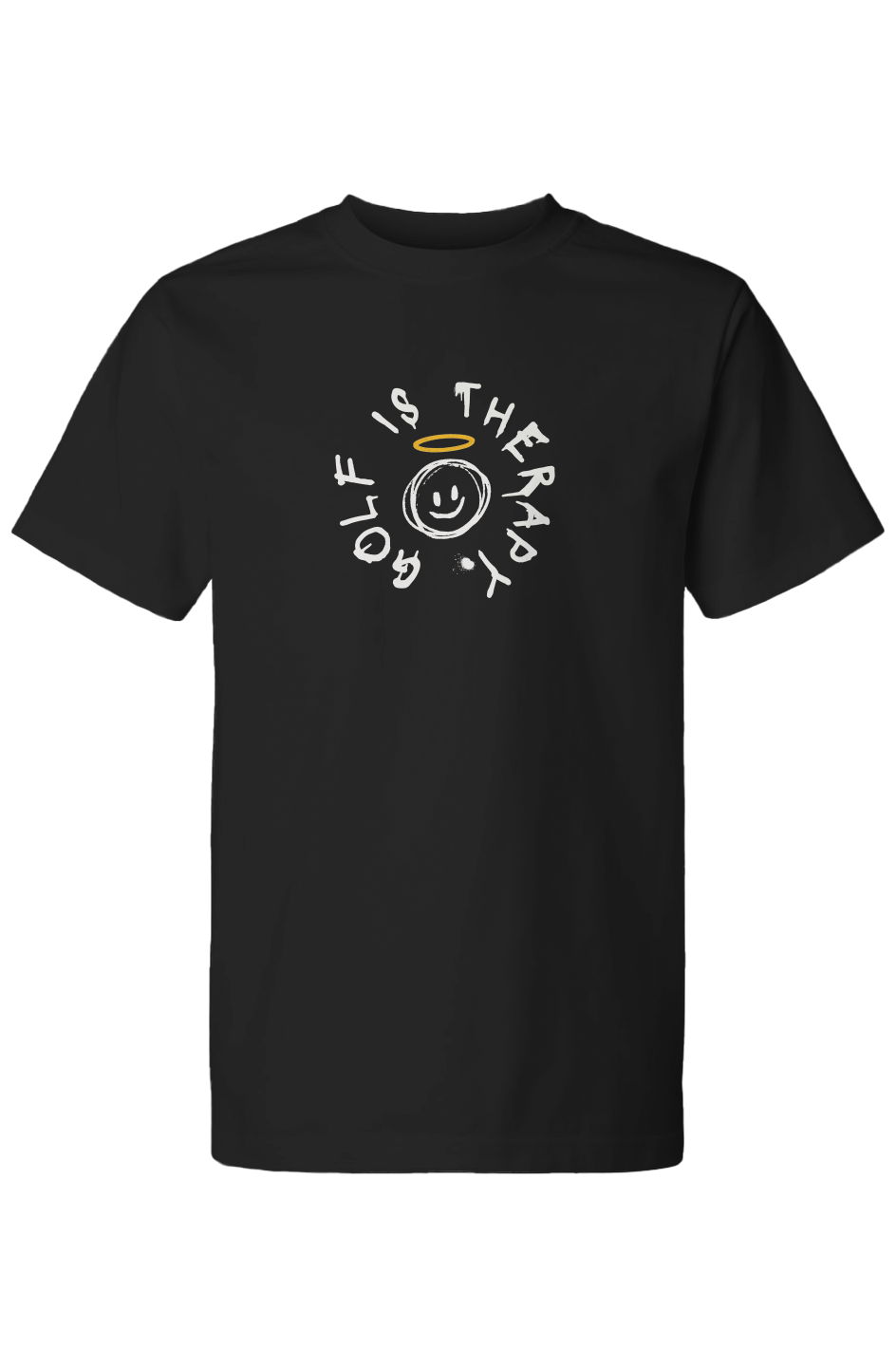 Golf Is Therapy Smiley Tee - Black