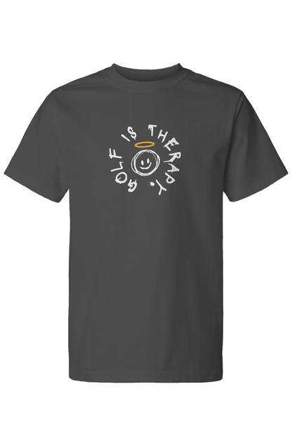 Golf Is Therapy Smiley Tee - Charcoal