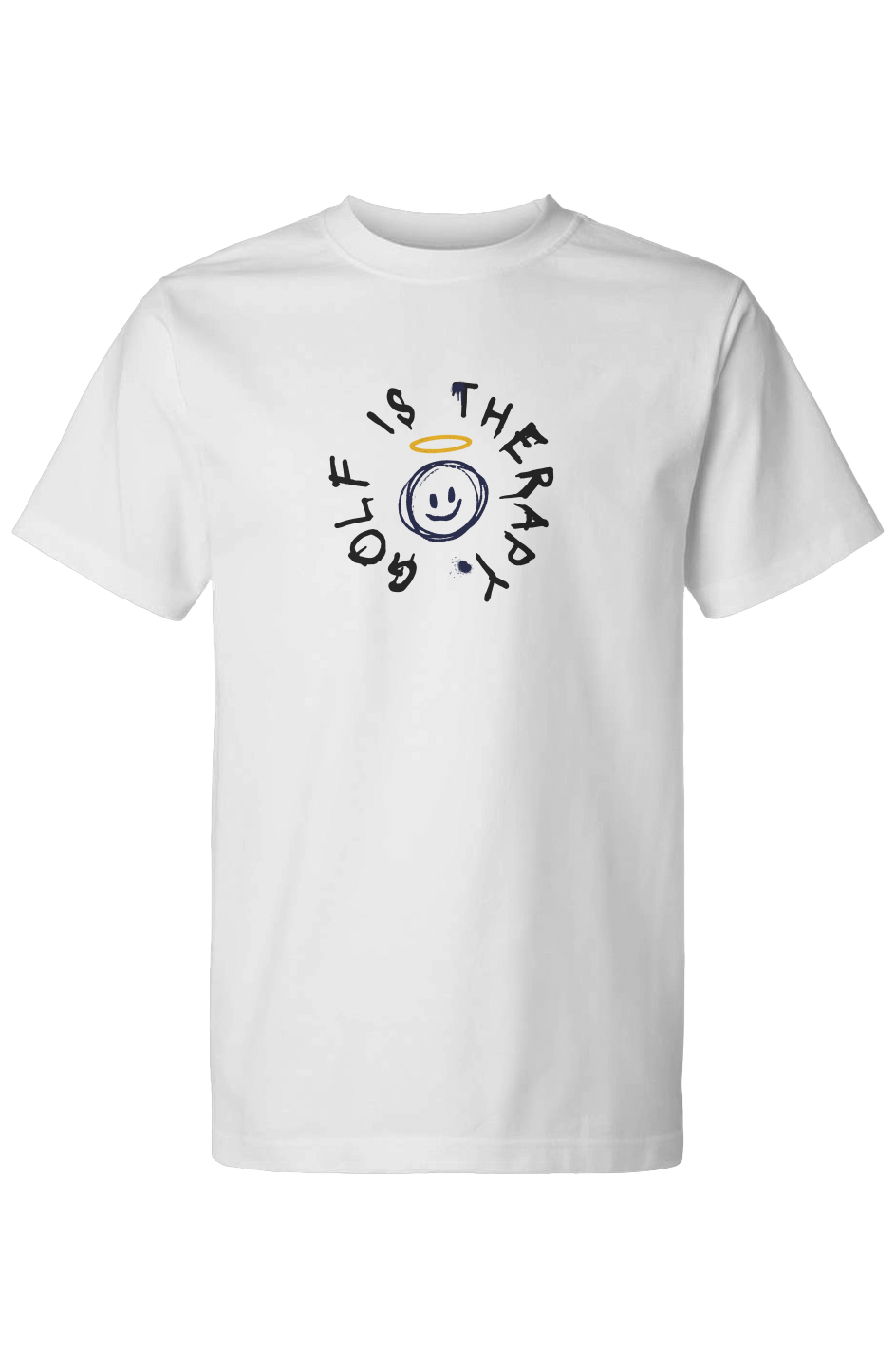 Golf Is Therapy Smiley Tee - White
