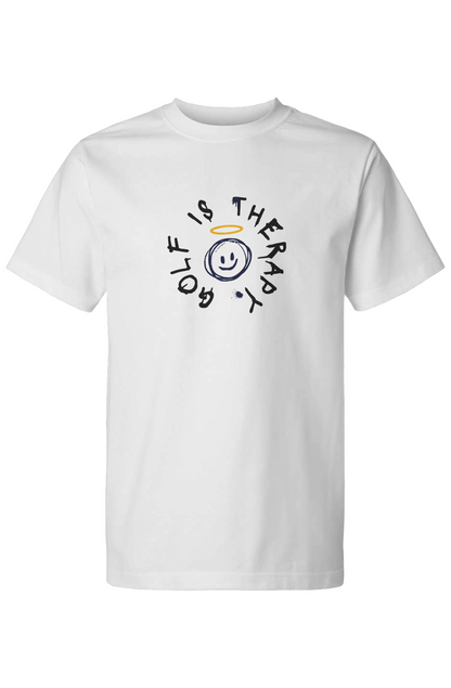 Golf Is Therapy Smiley Tee White NEW