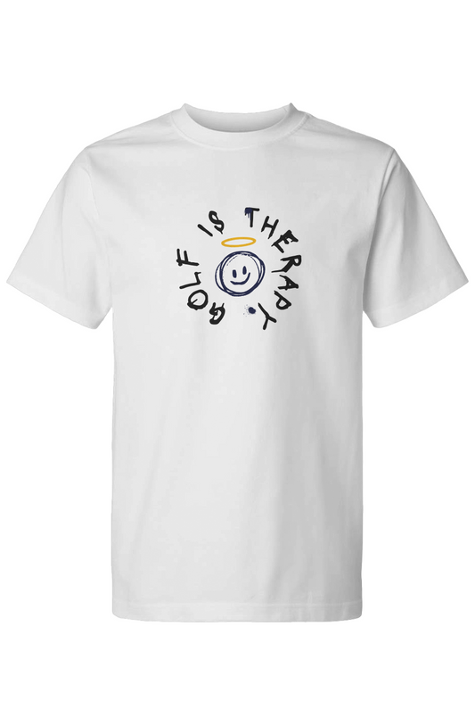 Golf Is Therapy Smiley Tee White NEW