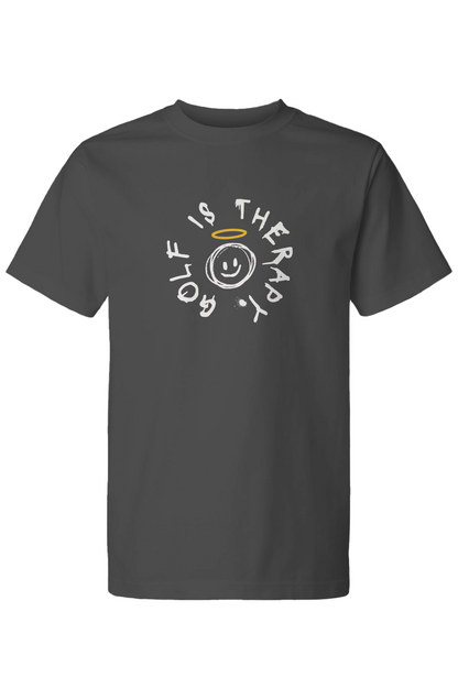 Golf Is Therapy Smiley Tee Charcoal