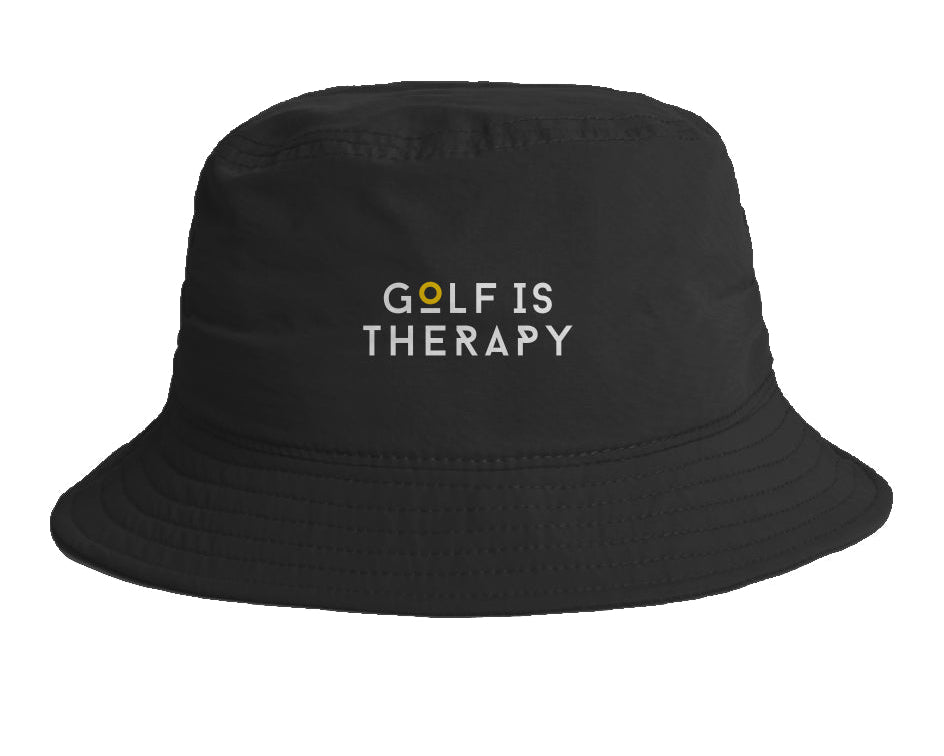 Golf Is Therapy Nylon Bucket Hat Black NEW