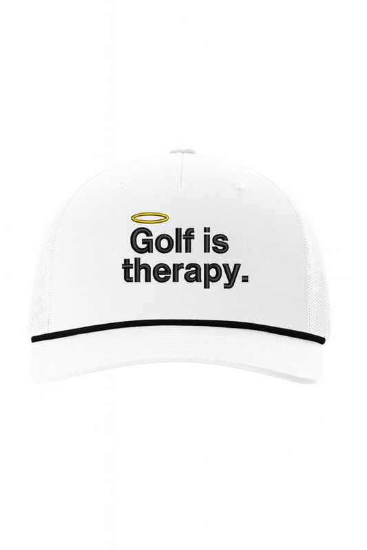 FSG_001 “Golf Is Therapy” Five-Panel Rope Trucker — White Edition